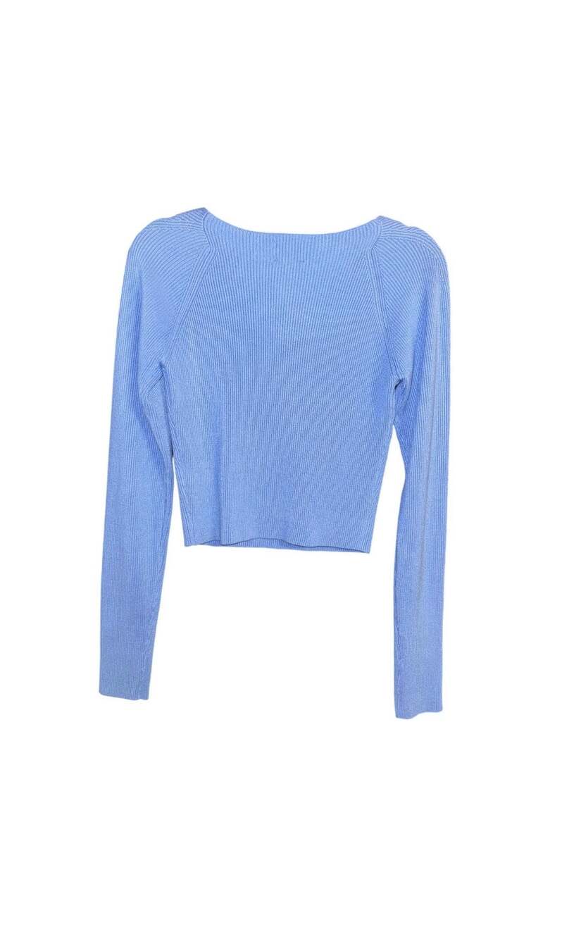 SNDYS Light Blue Ribbed Sweetheart Long Sleeve Crop Top Size XL New With Tags - Picture 3 of 3
